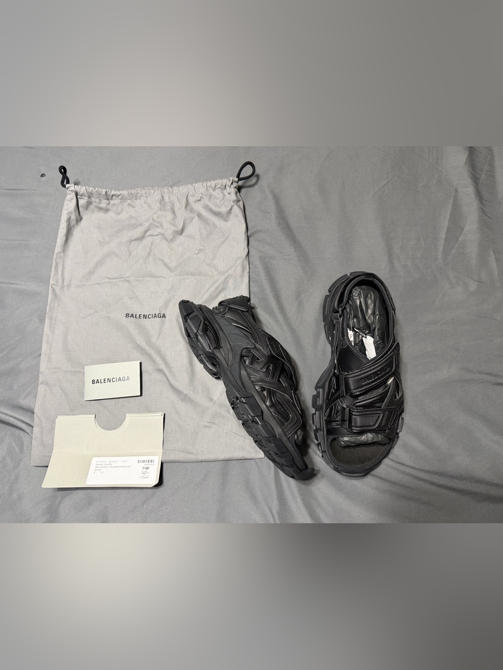 Balenciaga Track Sandals Triple Black Men's Size 8